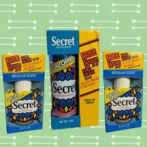Lot of 3 VTG Secret Deodorants w/ Free L’eggs Knee Highs, 70s 80s Sealed